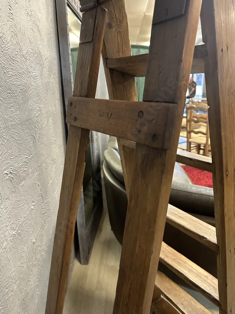 A Vintage Pine Seven Tread Step Ladder. H157cm Image 1++
