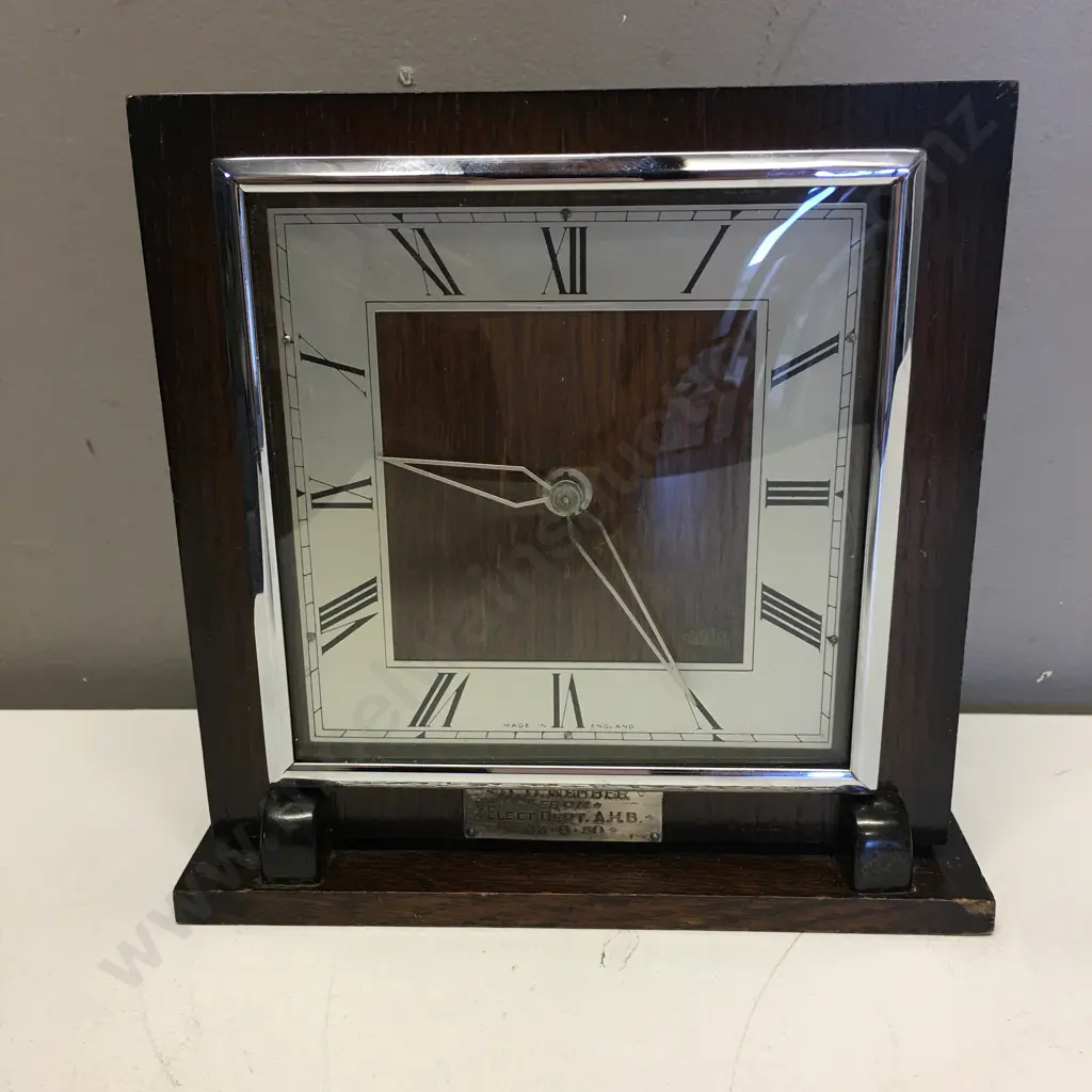 Vintage Smiths Mantle Clock,1940s-50s, Has A Commemorative Plaque. 19 x 19cm Image 1++