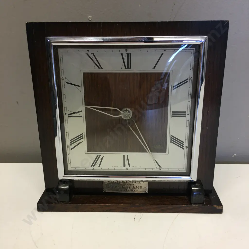 Vintage Smiths Mantle Clock,1940s-50s, Has A Commemorative Plaque. 19 x 19cm Image 1++