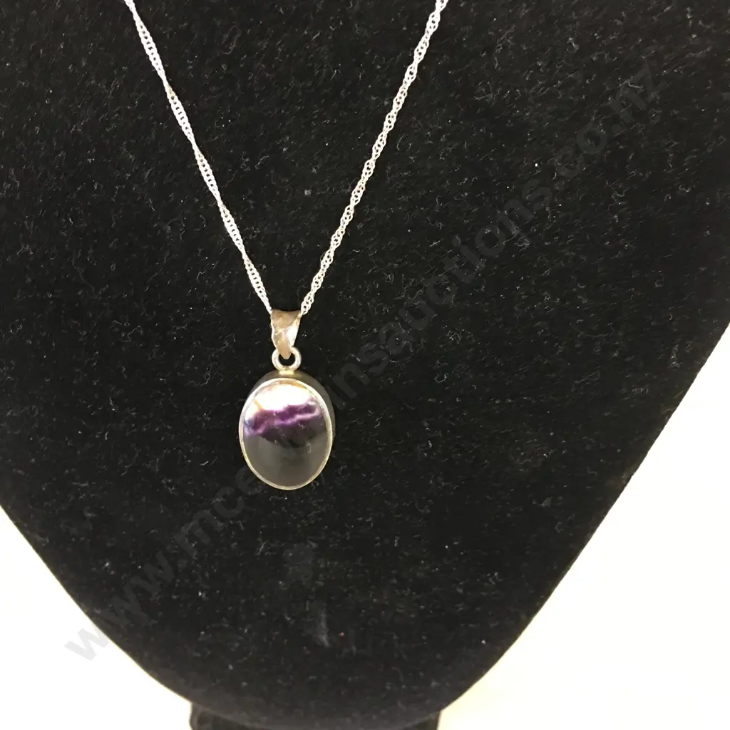 Oval Amethyst? Stamped 925 Deep Coloured Stone Necklace Image 1++