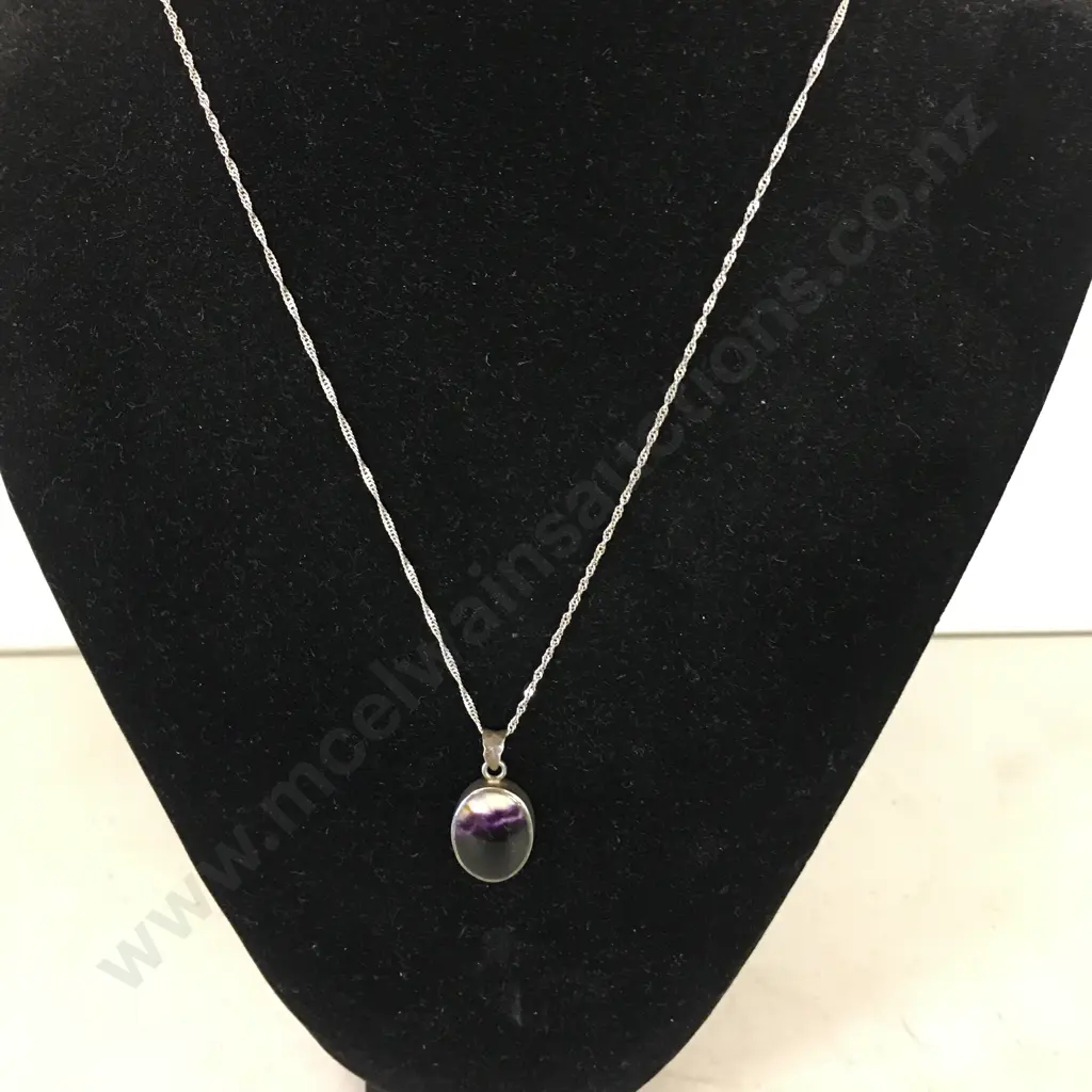 Oval Amethyst? Stamped 925 Deep Coloured Stone Necklace Image 1++