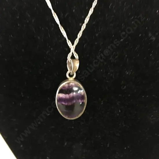 Oval Amethyst? Stamped 925 Deep Coloured Stone Necklace