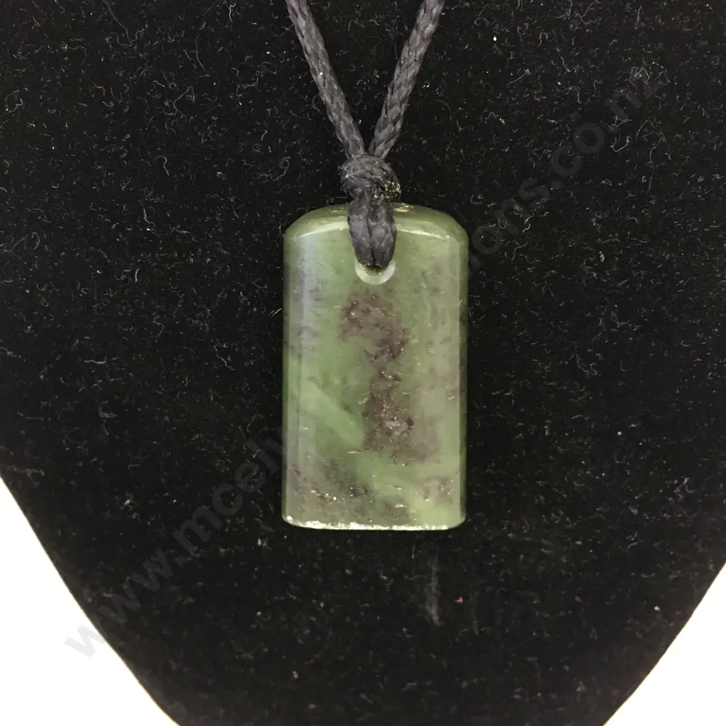 Greenstone Pendant On Black Plaited Necklace Image 1++