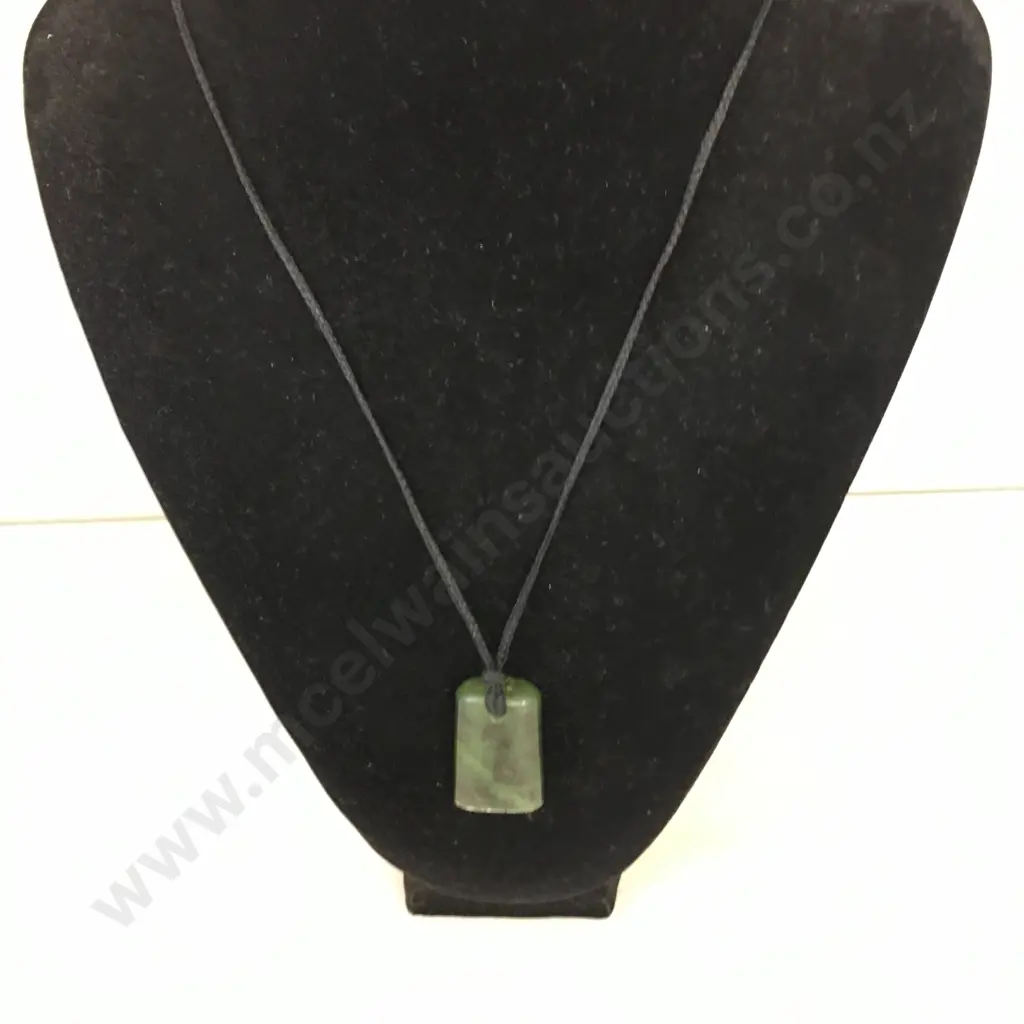 Greenstone Pendant On Black Plaited Necklace Image 1++