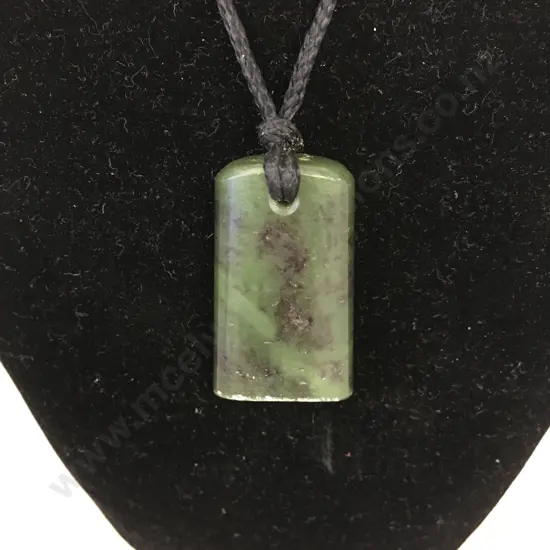 Greenstone Pendant On Black Plaited Necklace
