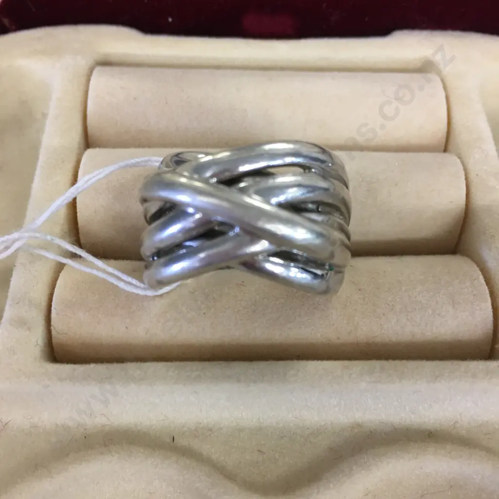 Stamped 925 Cross Over Dome Style Ring Image 1++