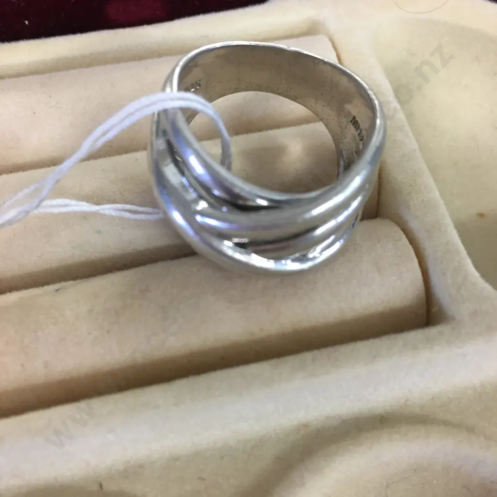 Stamped 925 Cross Over Dome Style Ring Image 1++