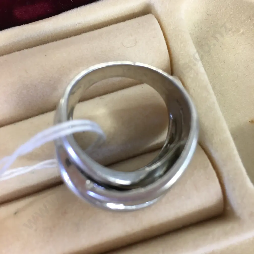 Stamped 925 Cross Over Dome Style Ring Image 1++