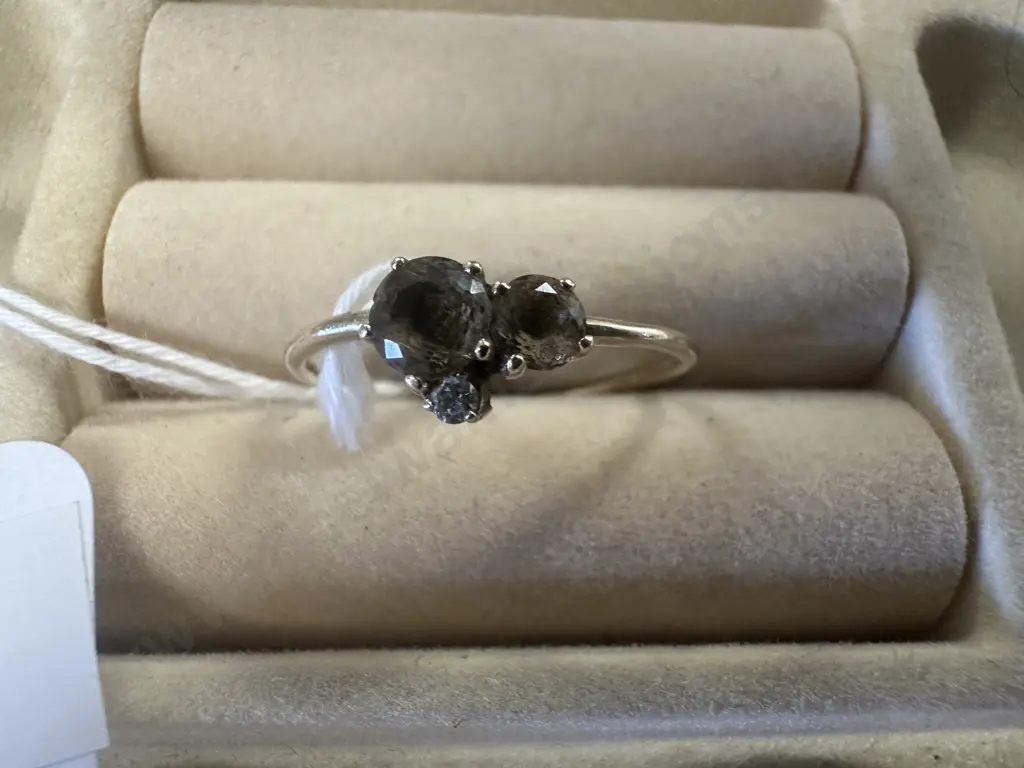 Vintage Ring With Clear Stones, Stamped Image 1++