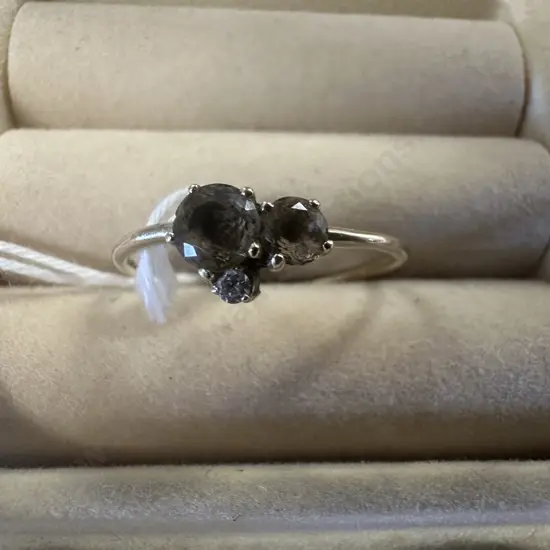 Vintage Ring With Clear Stones, Stamped