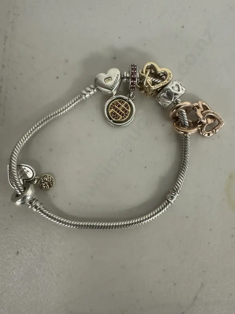 Pandora Bracelet With Assorted Charms, Some Pandora, & Pandora Clasp Stamped G585 Image 1++