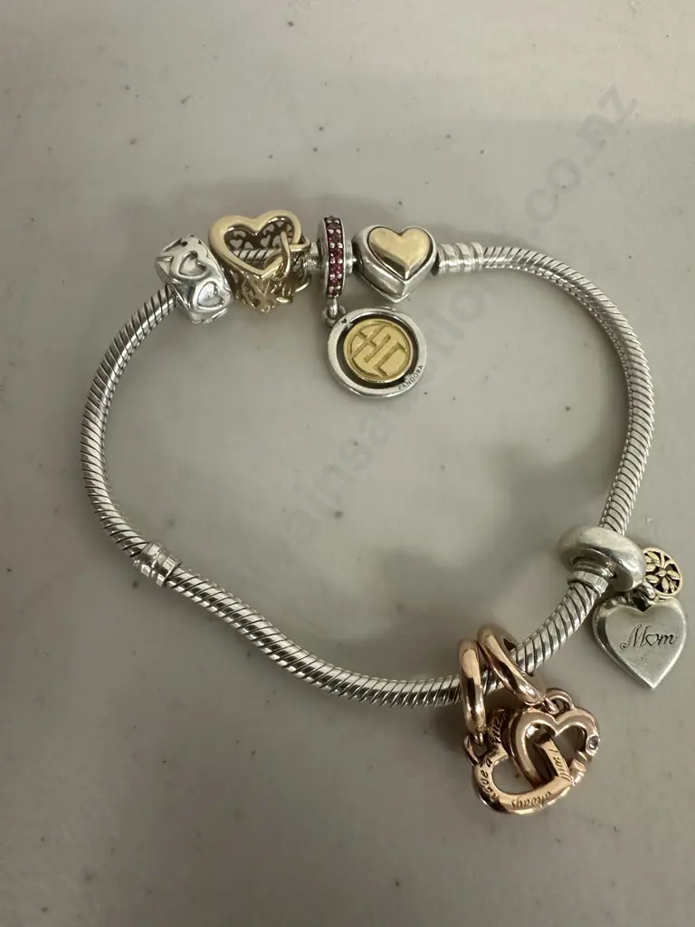Pandora Bracelet With Assorted Charms, Some Pandora, & Pandora Clasp Stamped G585 Image 1++