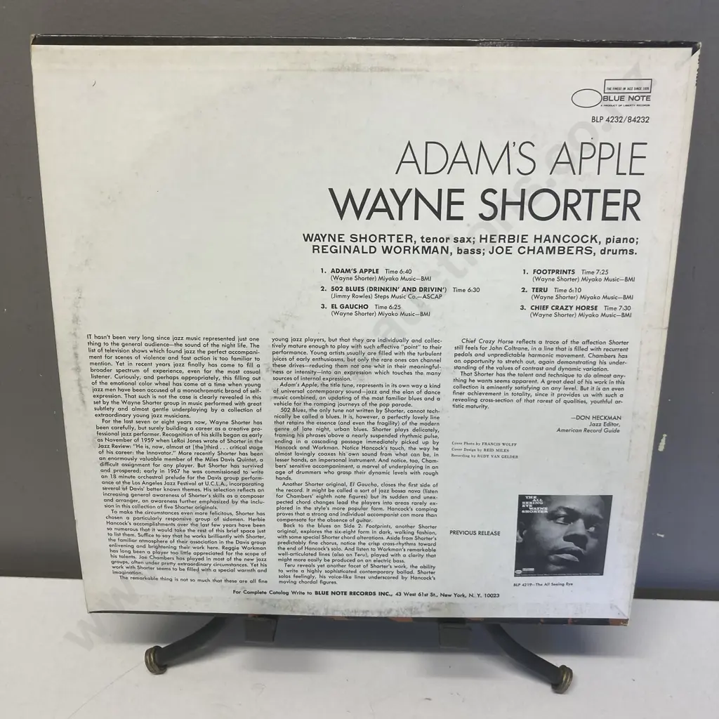 Rare Collectable Wayne Shorter Adam's Apple Vinyl LP, Blue Note – BST 84232, 1966 US Image 1++