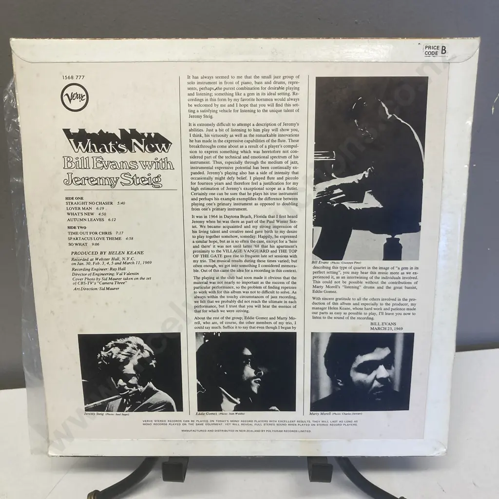 Bill Evans & Jeremy Steig – What's New Vinyl LP, Verve Records – 1568 777,1969? New Zealand Pressing Image 1++