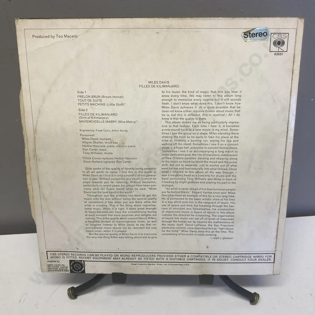 Miles Davis – Filles De Kilimanjaro Vinyl LP, CBS – S 63551, CBS – 63551, 1968 UK Image 1++