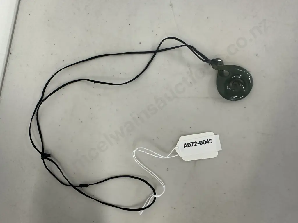Greenstone Pendant On Plaited Neckace L3.5cm,W2.5cm. Image 1++