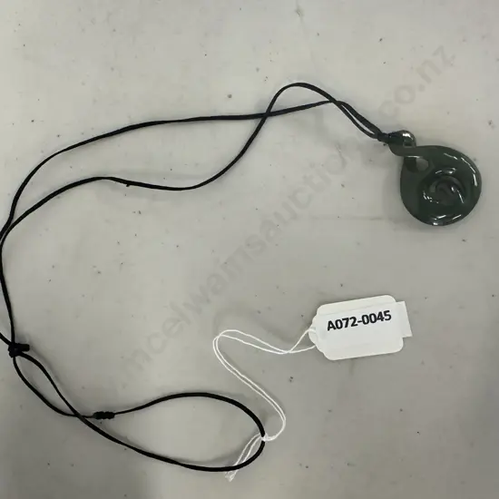 Greenstone Pendant On Plaited Neckace L3.5cm,W2.5cm.