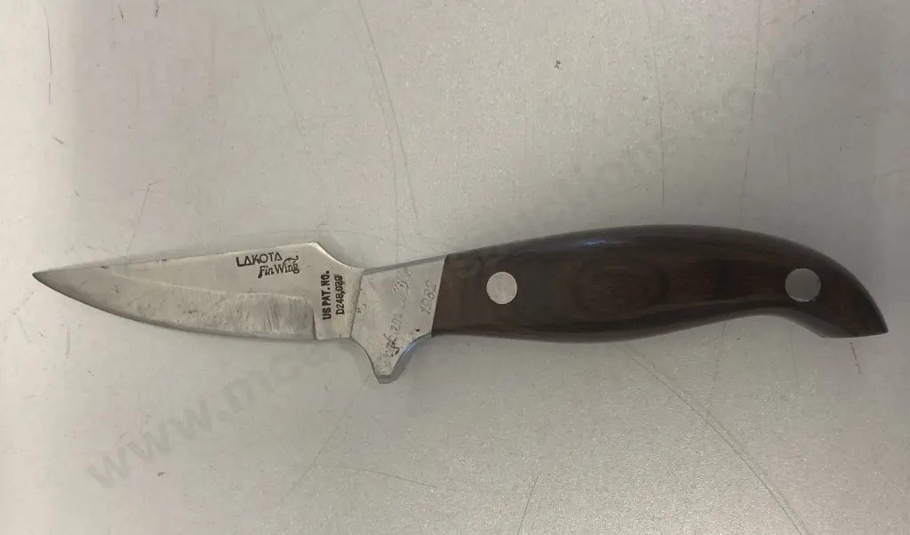 Rare Lakota Fin Wing (Hoffman) Knife With Original Leather Sheath. Made by Sei Kanematsu of Seki, Japan Image 1++