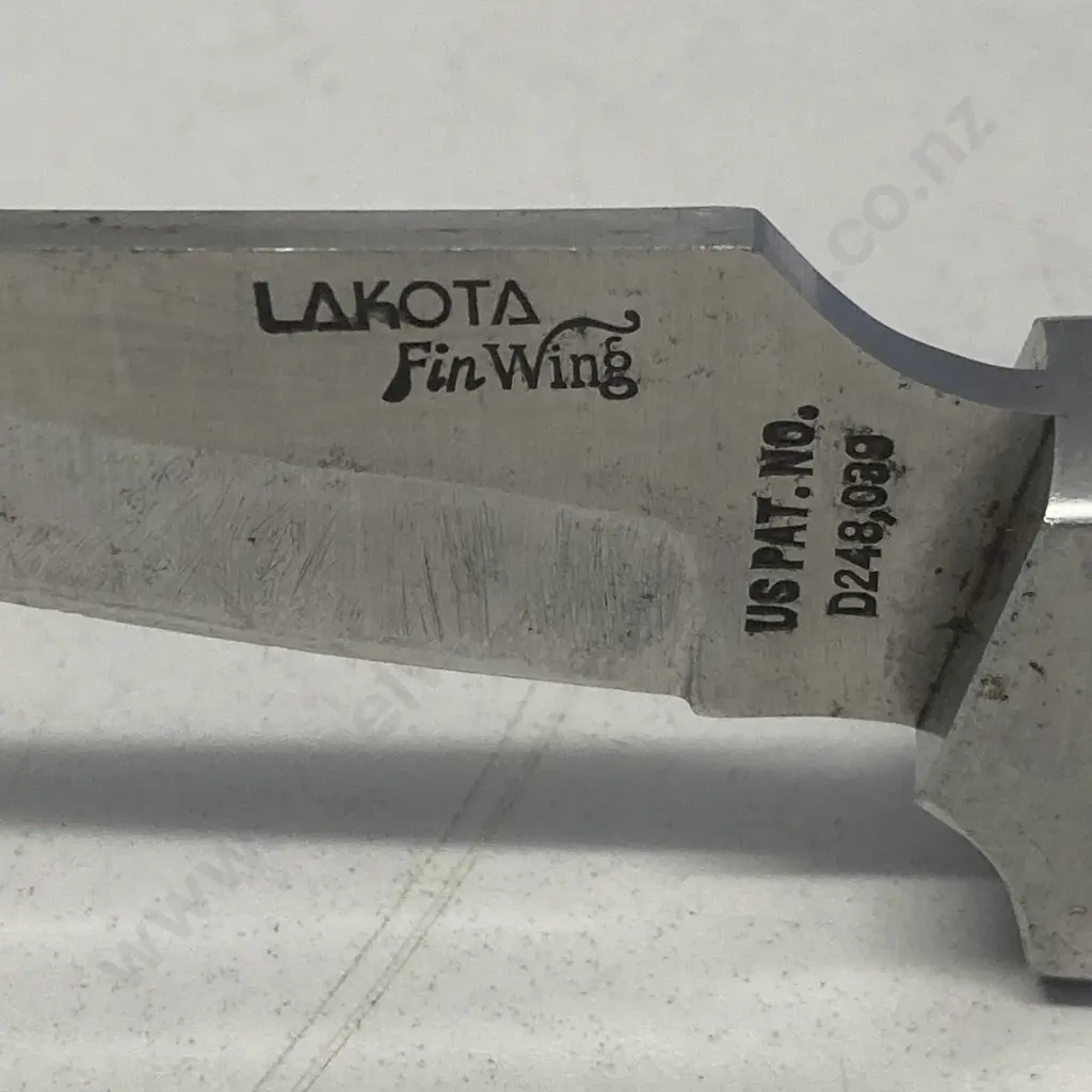 Rare Lakota Fin Wing (Hoffman) Knife With Original Leather Sheath. Made by Sei Kanematsu of Seki, Japan Image 1++