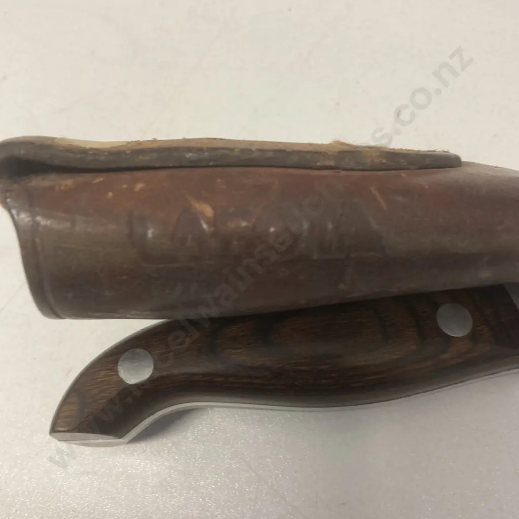 Rare Lakota Fin Wing (Hoffman) Knife With Original Leather Sheath. Made by Sei Kanematsu of Seki, Japan Image 1++