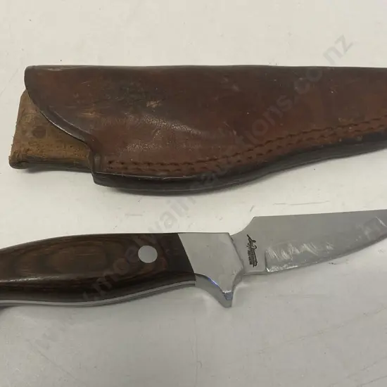 Rare Lakota Fin Wing (Hoffman) Knife With Original Leather Sheath. Made by Sei Kanematsu of Seki, Japan