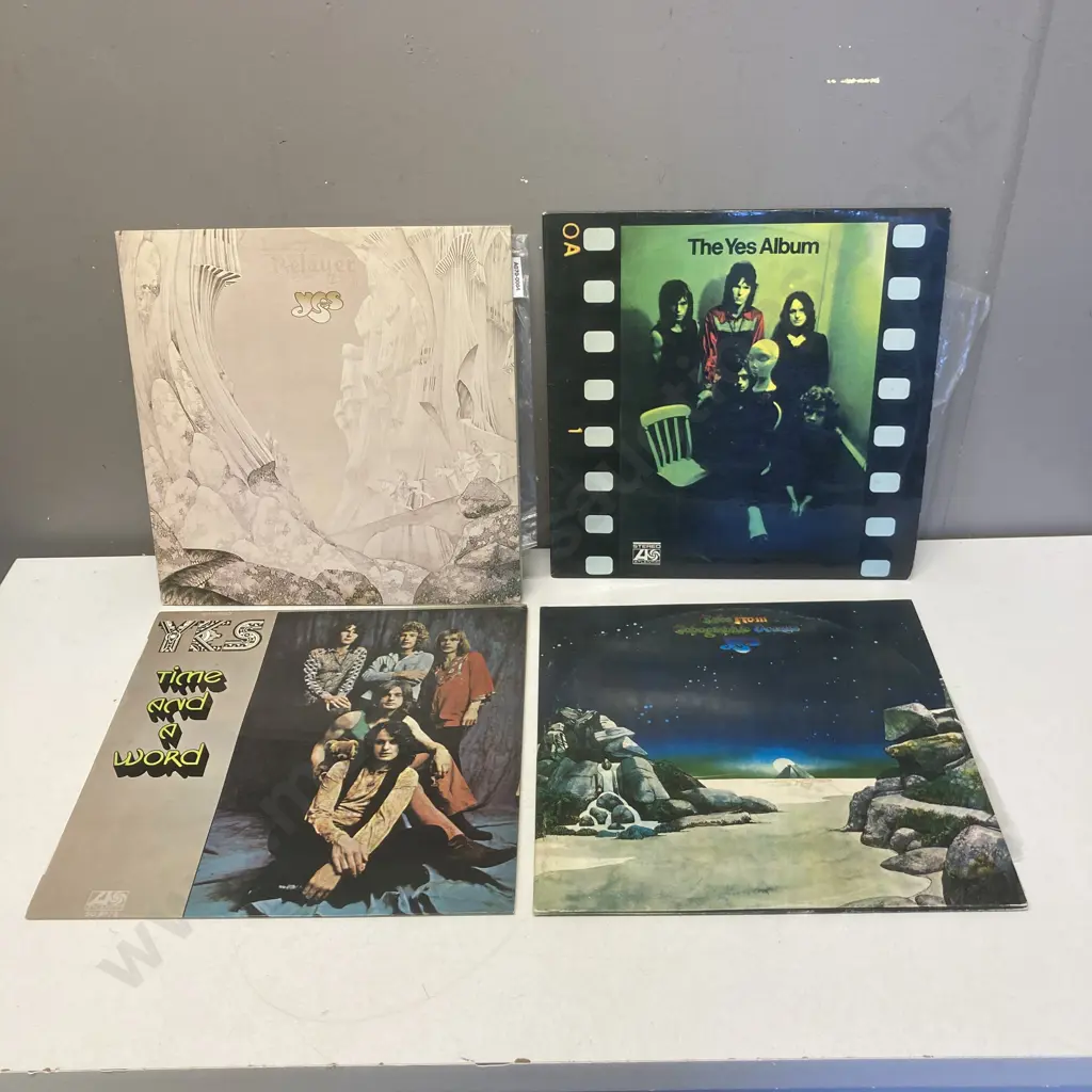 Yes Vinyl LPs x 4, The Yes Album, Relayer, Time And A Word, Tales From Topographic Oceans Double Album, NZ Pressings Image 1++