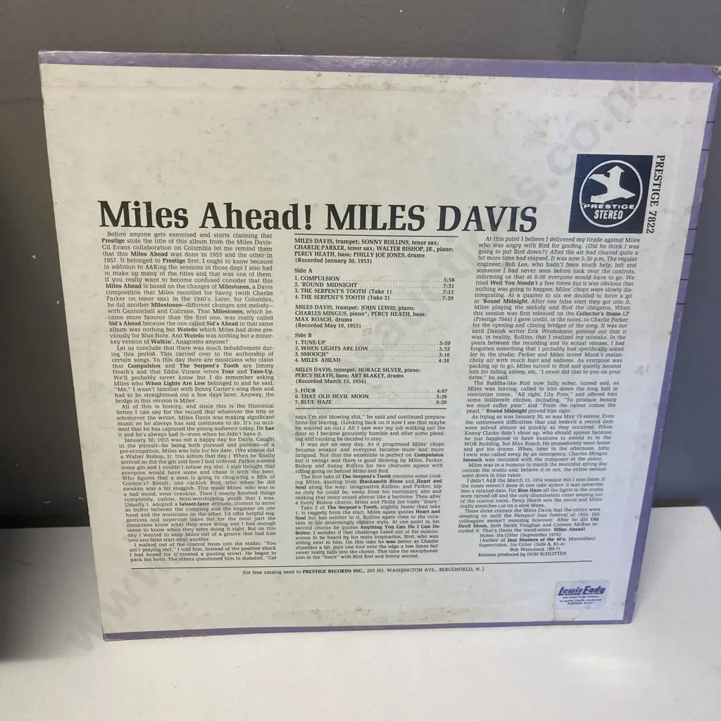 Miles Davis Vinyl LPs– Miles Davis, Prestige - SPR231/2,1972 (Festival NZ) 2 x Vinyl & Miles Ahead! PRST 78221970 US Image 1++