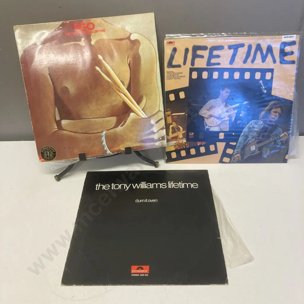 The Tony Williams Lifetime LPs - Polydor Turn It Over 2425019 1970 NZ, Ego 2425 070 1971 NZ Gatefold Image 1++
