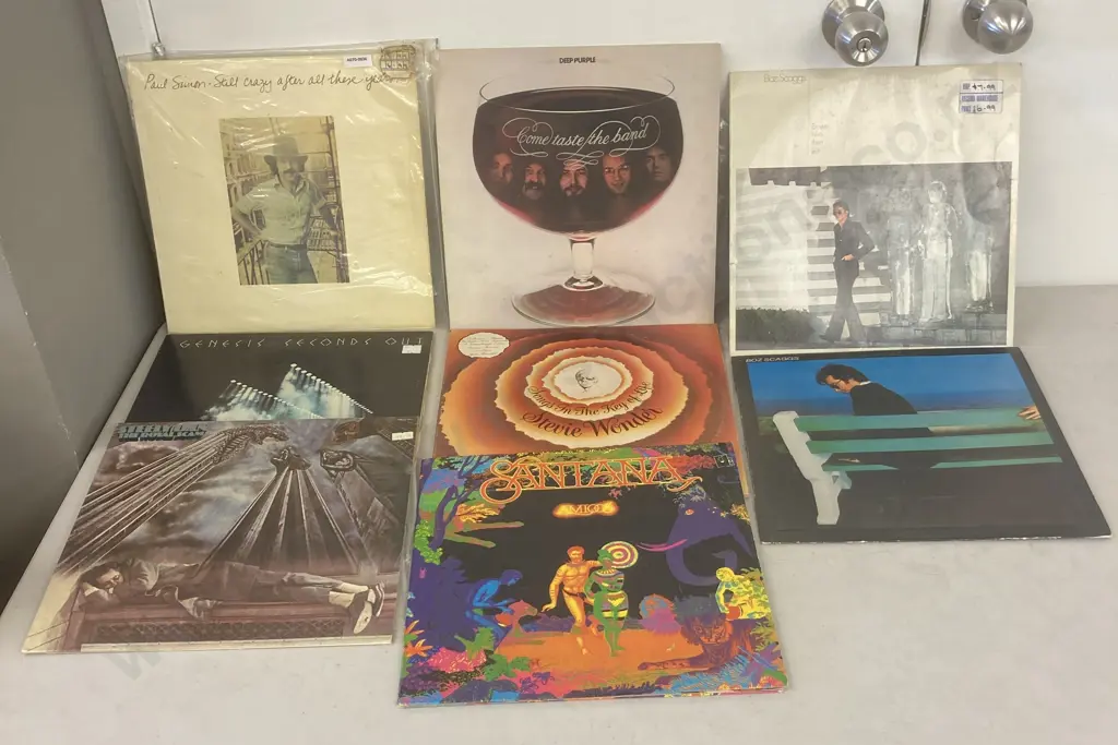 Assorted Vinyl LPs x 9 - Paul Simon, Santana, Deep Purple, Stevie Wonder, Boz Scaggs, Genesis Etc Image 1++