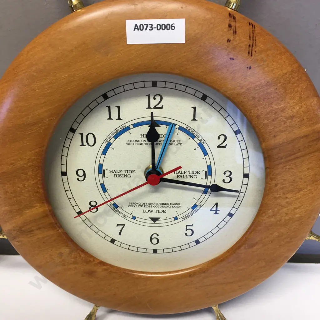 Quartz Wooden Ships Wheel Clock / Barometer & Wooden Ships Wheel Clock Image 1++