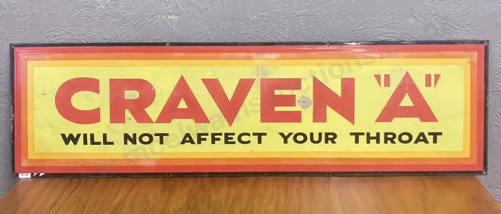 Large Vintage Enamel Craven "A" Sign 35 x 123cm Image 1++