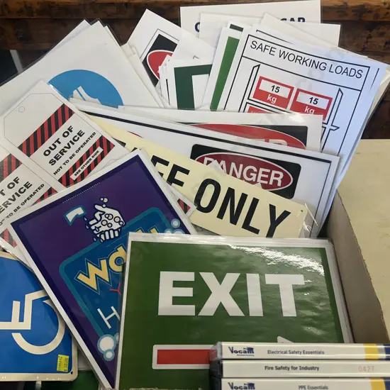 Large Selection of Laminated Safety Signs & Assorted DVDs