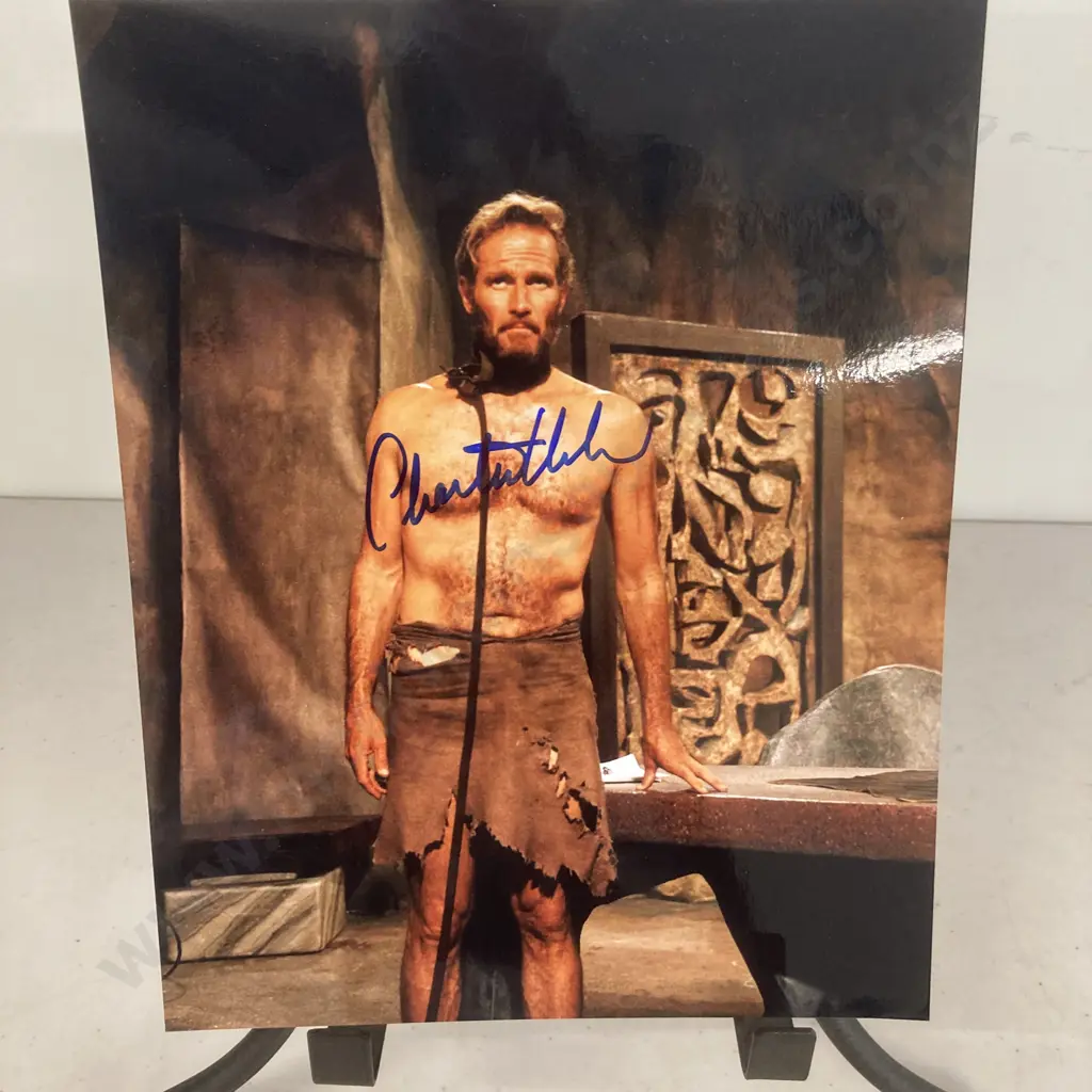 Charlton Heston Planet Of The Apes Autograph Signed 10 x 8" Colour Photo With COA Image 1++
