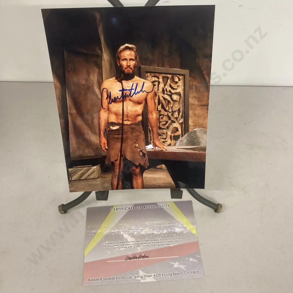 Charlton Heston Planet Of The Apes Autograph Signed 10 x 8" Colour Photo With COA Image 1++