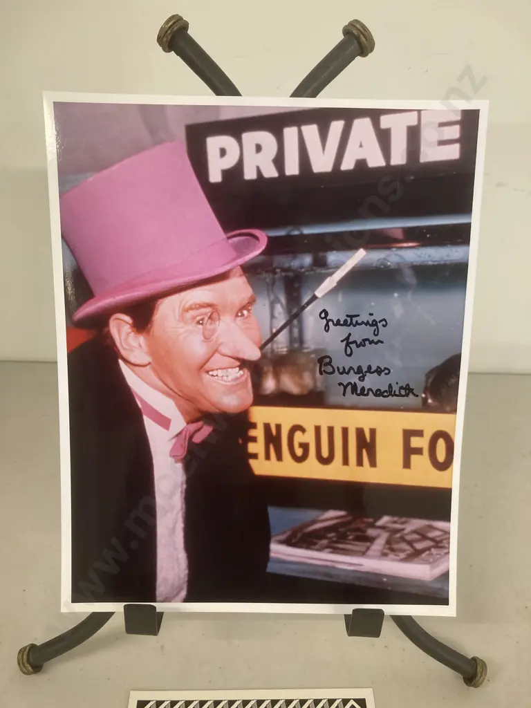 Burgess Meredith as Penguin in Batman (1960's) Signed 10"x 8" Photo With COA Image 1++