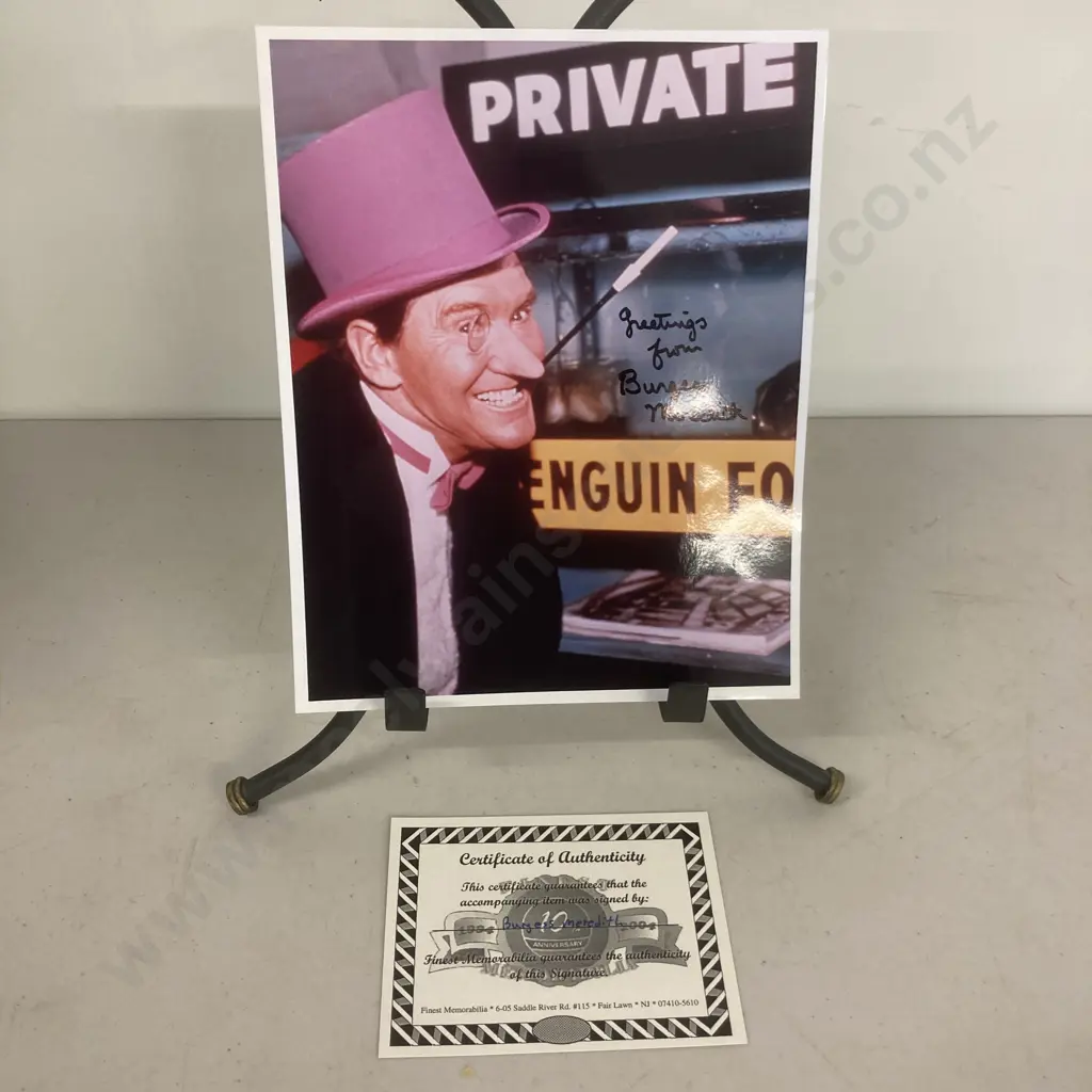 Burgess Meredith as Penguin in Batman (1960's) Signed 10"x 8" Photo With COA Image 1++