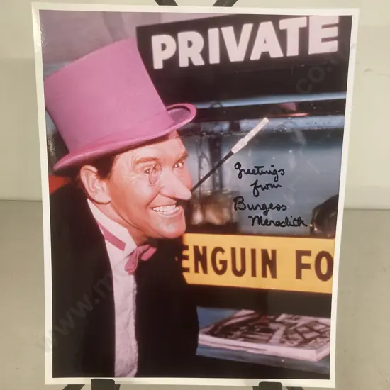 Burgess Meredith as Penguin in Batman (1960's) Signed 10"x 8" Photo With COA