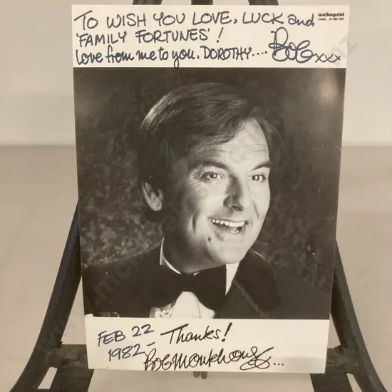 6″ x 4″ Black & White Promo Card Hand Signed By Bob Monkhouse - Feb 22 1982
