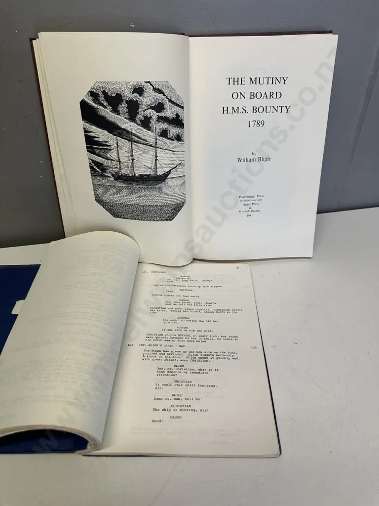 The Saga Of H.M.S. Bounty Screenplay 1983 Bounty Productions &  Anthony Hopkins "Bligh" Signed Mutiny On The Bounty Book Image 1++