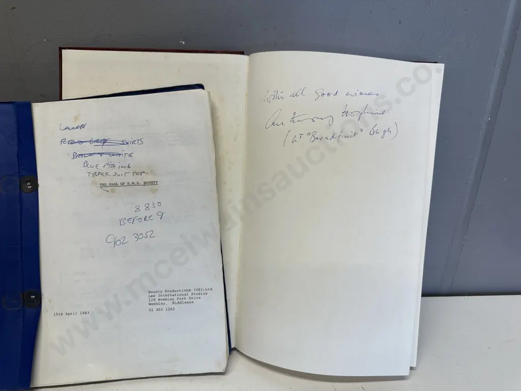 The Saga Of H.M.S. Bounty Screenplay 1983 Bounty Productions &  Anthony Hopkins "Bligh" Signed Mutiny On The Bounty Book Image 1++