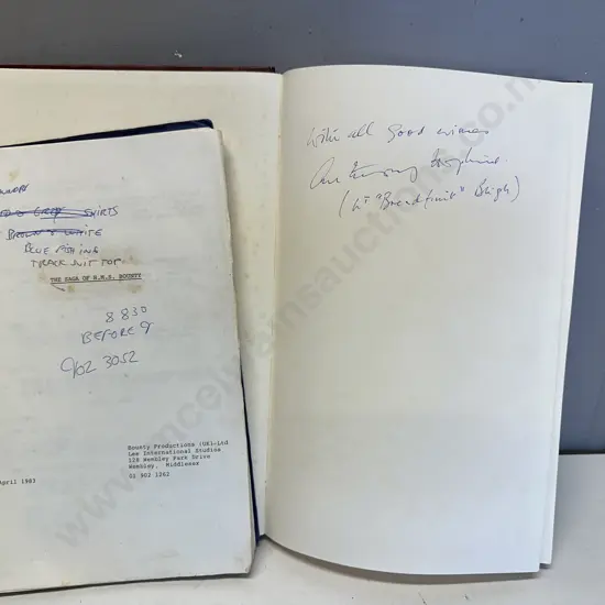 The Saga Of H.M.S. Bounty Screenplay 1983 Bounty Productions &  Anthony Hopkins "Bligh" Signed Mutiny On The Bounty Book
