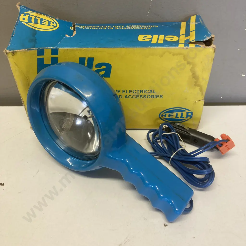Hella Hand Held Spot Lamp - Blue Body, 12V With Original Box Image 1++