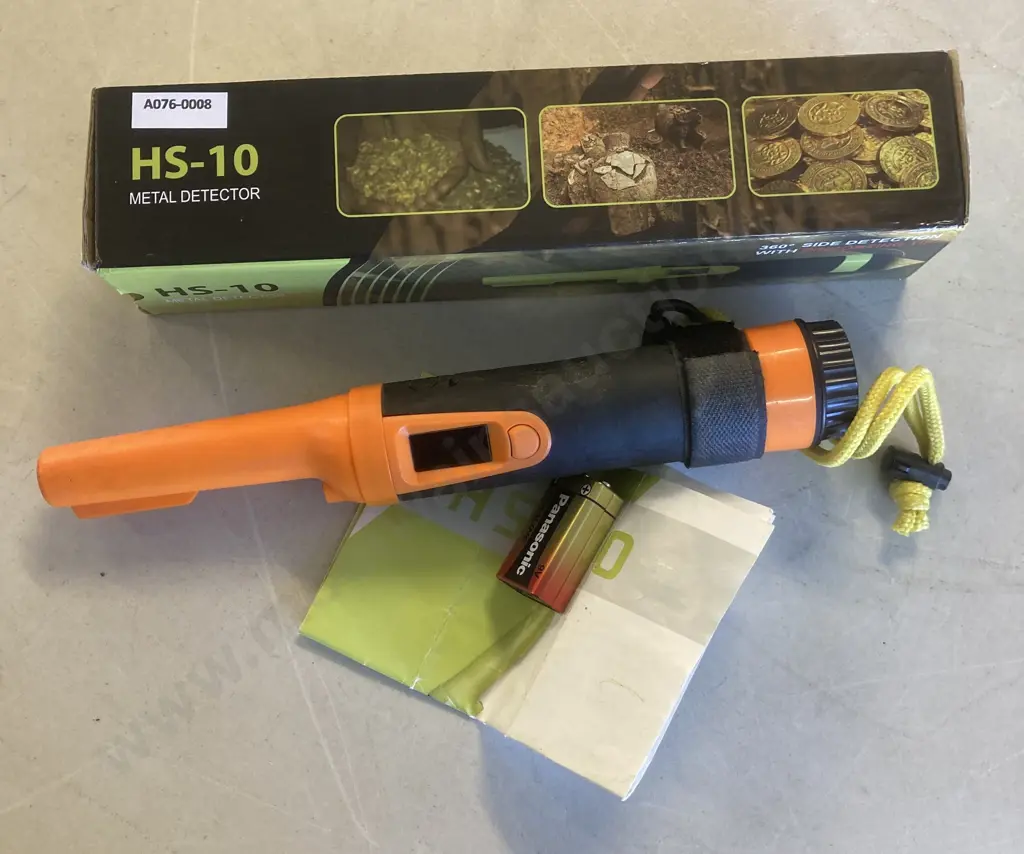HS-10 Handheld Metal Detector LCD Display Metal Positioning Rod (Orange) With Manual, Boxed Image 1++