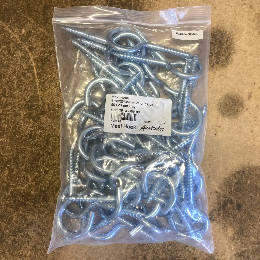 Maxi Hook 6*88*25*35mm, Zinc Plated - Bag of 50 Image 1++