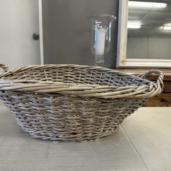 Vintage Double Handled Oval Cane Basket