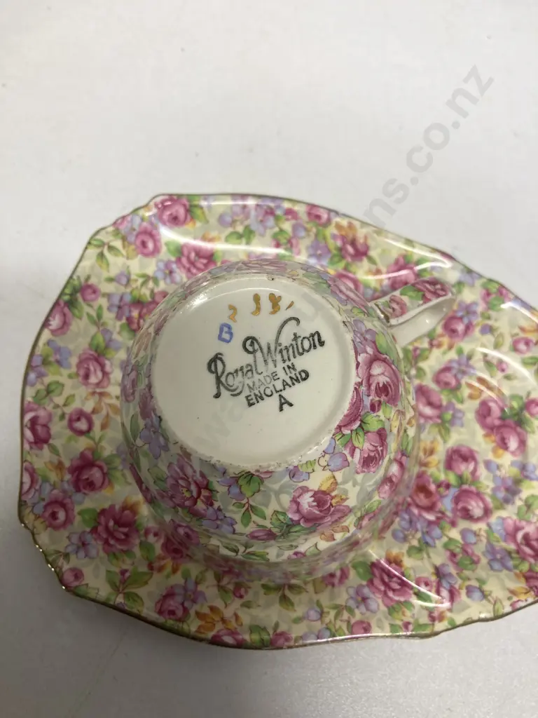 Vintage Royal Winton 'English Rose' Chintz Tennis Cup and Saucer c1950 Image 1++