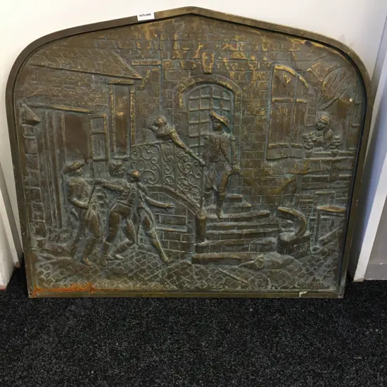 Brass Firescreen With Beaten Pattern. 62 x 72cm