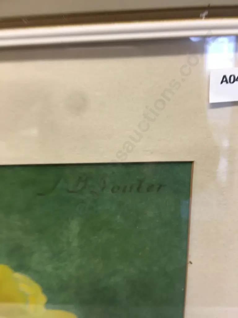 Vintage JB Souter Yellow Roses Print In Cream Frame. 54 x 44cm Image 1++