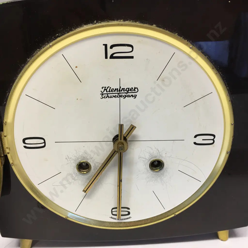 Vintage German Kieninger Schwebegang Mantel Clock. Time & Strike With Key. 1950s? H20 W20 D8cm Image 1++