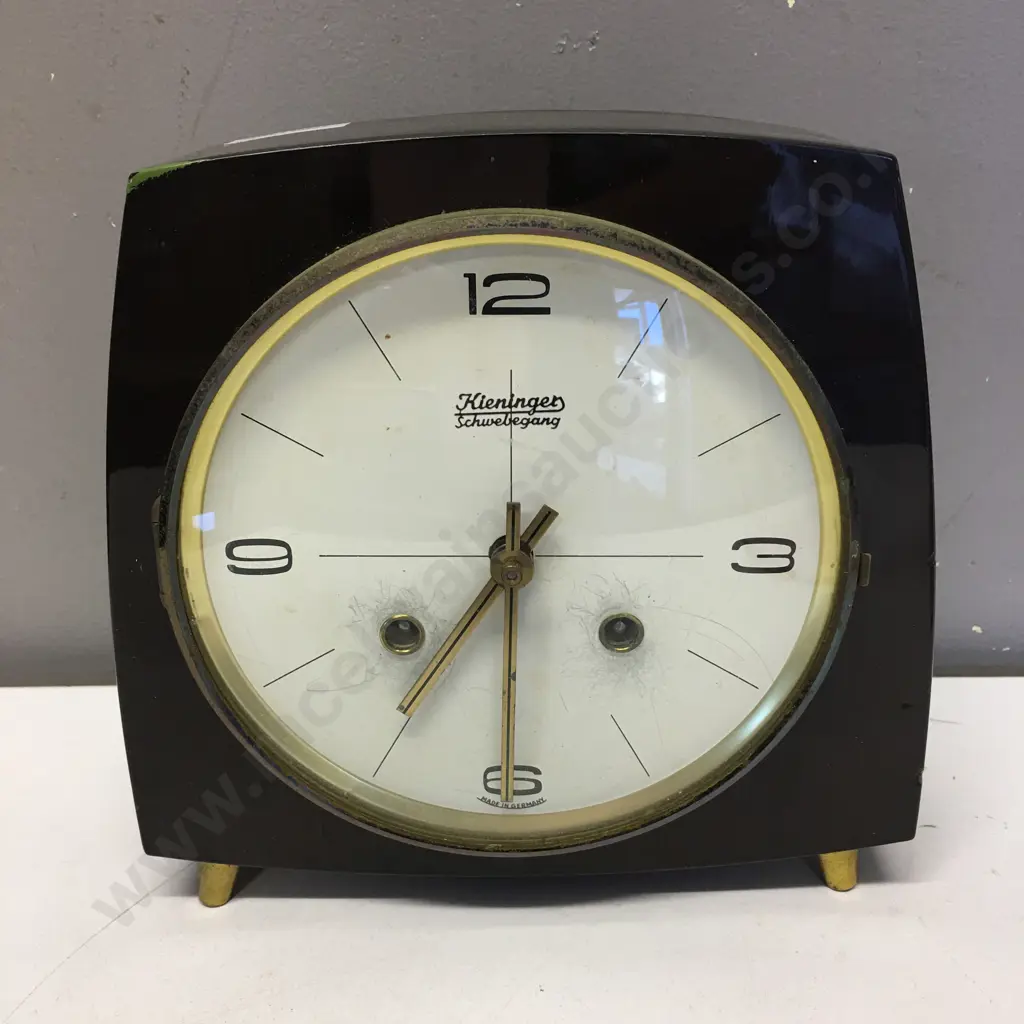 Vintage German Kieninger Schwebegang Mantel Clock. Time & Strike With Key. 1950s? H20 W20 D8cm Image 1++